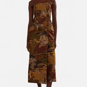 FARM Rio Savana Dream Strapless Midi Dress Animal Zebra Elephant